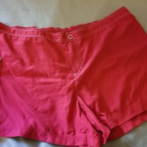 Red swim shorts